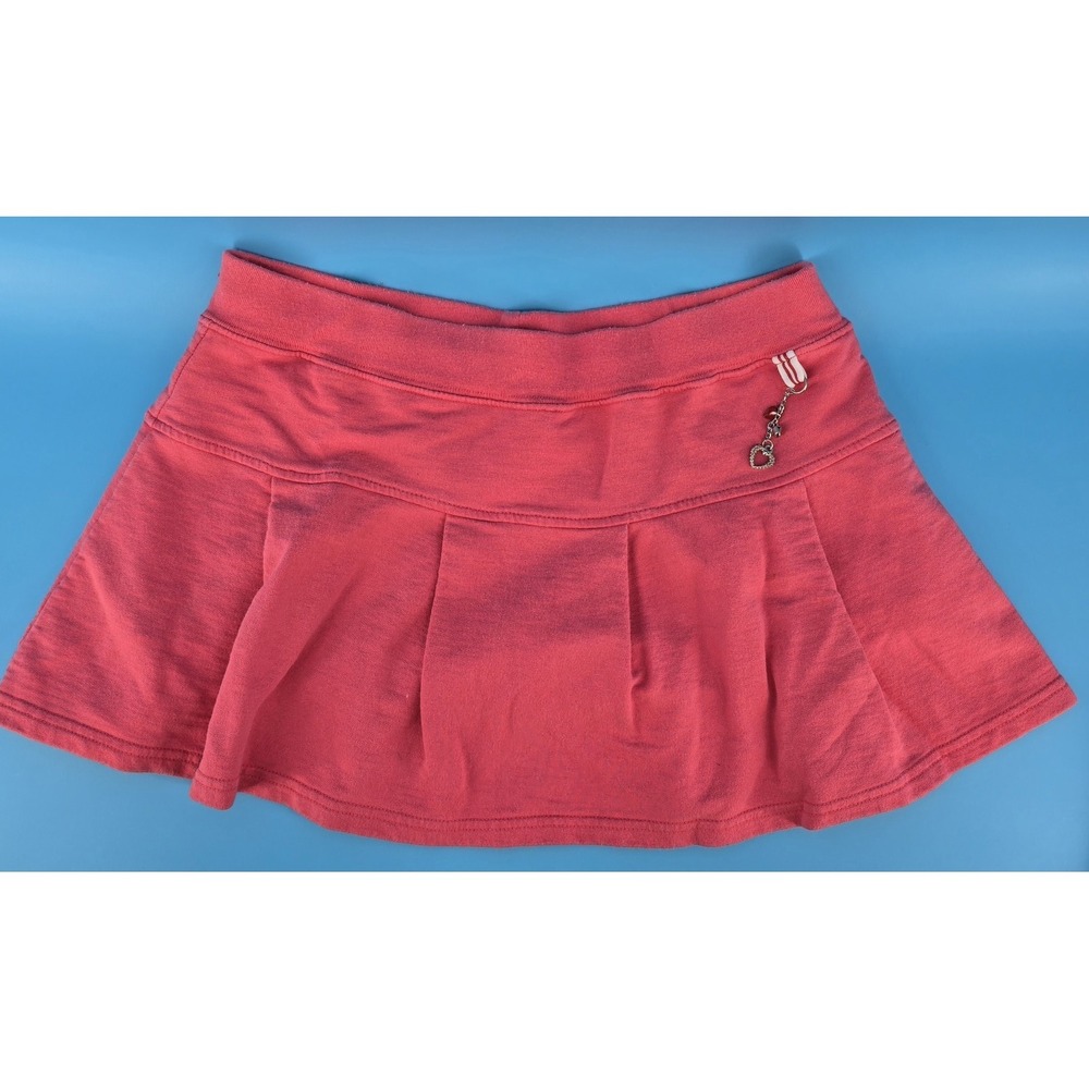 Vtg Y2K Mini Skort Skirt 32x12" Pink Jersey Knit Pleats Sporty Cheercore Stretch